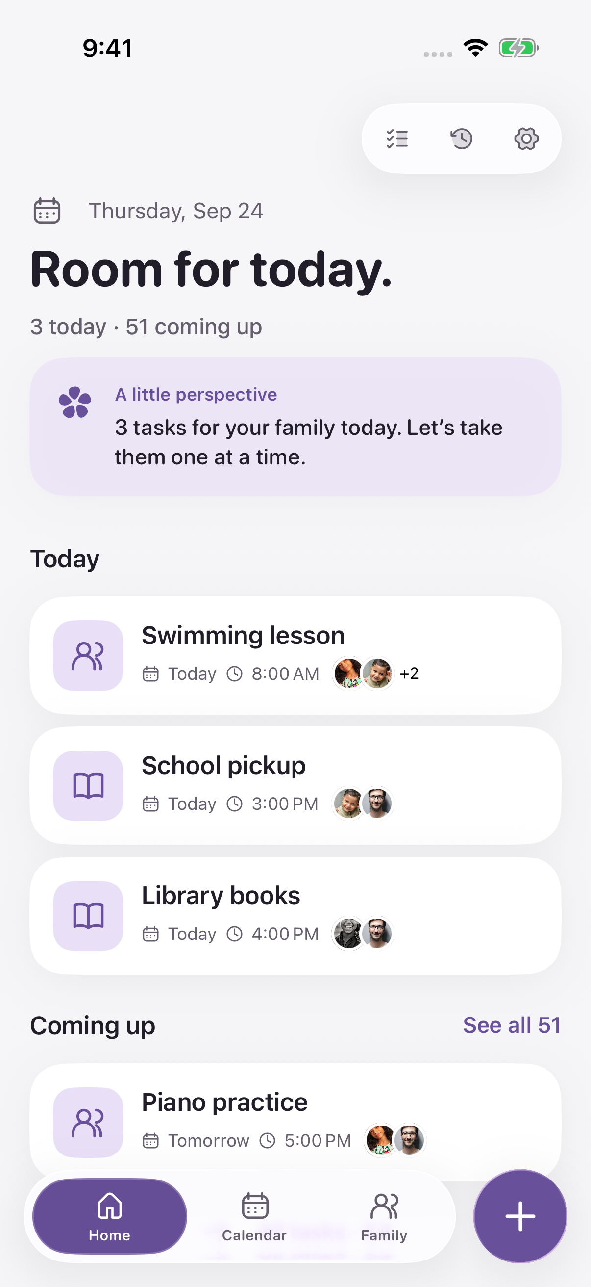 Pamly Home with swimming, school pickup, and library tasks